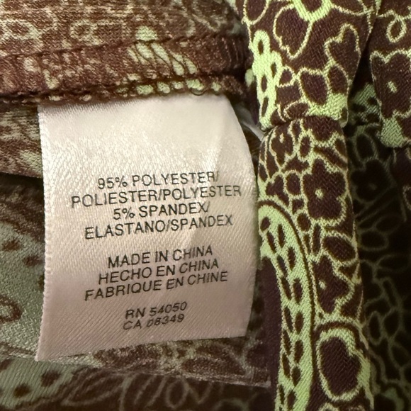 Y2K Evan Picone Olive Green and Chocolate Brown Paisley Whimsigoth Fairy Dress - Picture 7 of 7